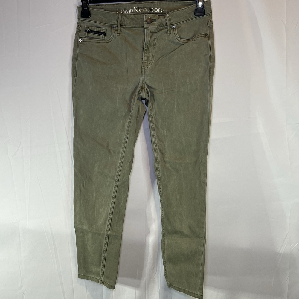 Calvin Klein Green Jeans Pants‎ Women's Size 28 Ankle Skinny Gently Worn CK Logo